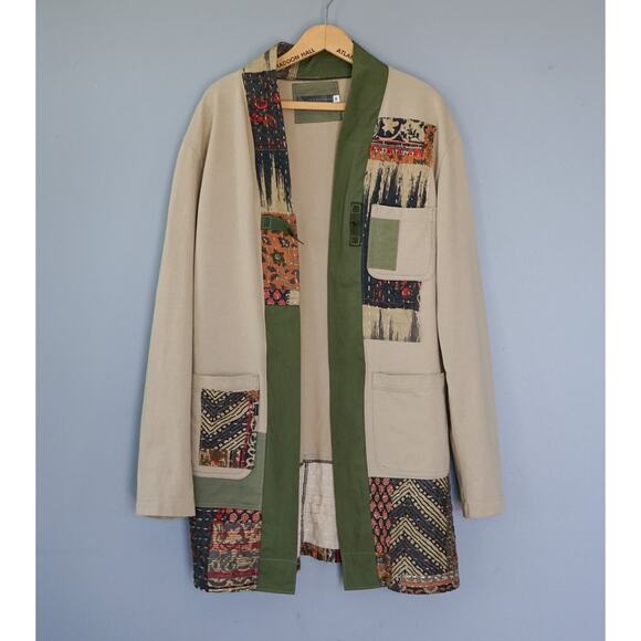 Hamid Holloman Men Patchwork Kimono Cardigan M Casual French Workwear Jacket - Picture 4 of 16